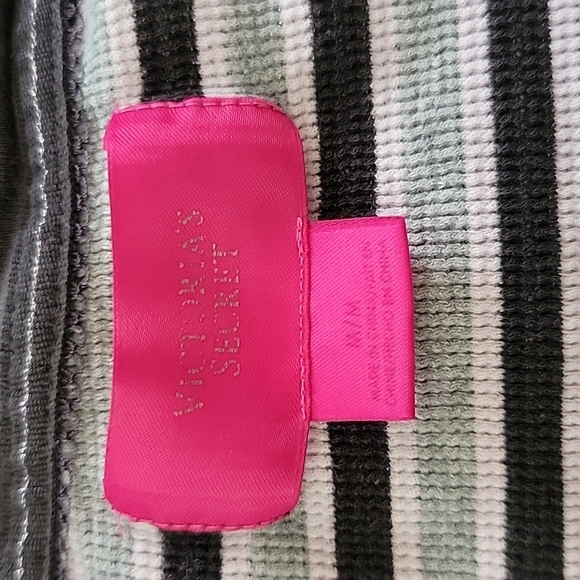 Victoria's Secret Thermal Long Sleeve Top Medium Grey Sparkle Striped - Picture 2 of 5